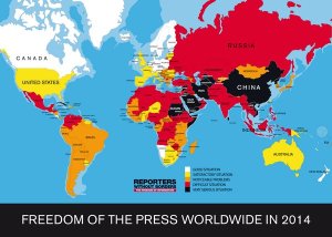 Chỉ số Tự do Báo Chí trên thế giới – 2014. Nguồn: RWB/RSF